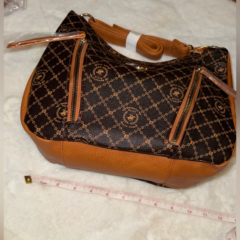 Beverly Hills Polo Club Black and Tan Shoulder Bag - Picture 5 of 7